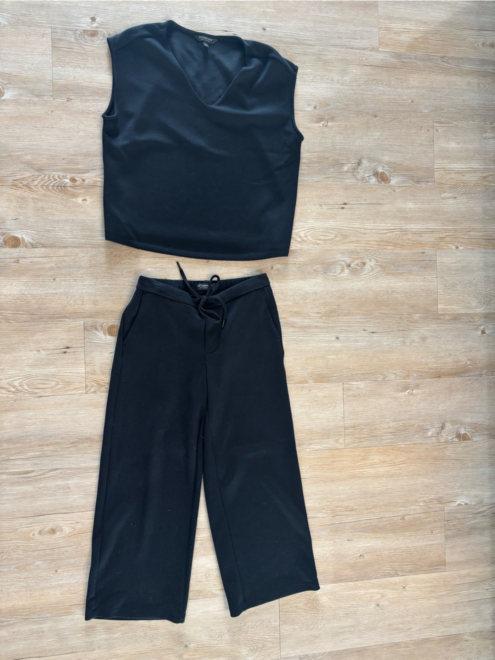 Liverpool Black Pull-On Wide Leg Pants with Matching Sleeveless Top